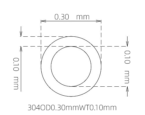 304 不锈钢毛细管(外径 0.30 mm × 内径 0.10 mm × 壁厚 0.10 mm)