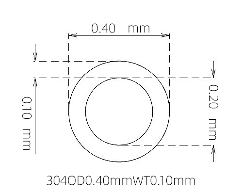 304 不锈钢毛细管(外径 0.40 mm × 内径 0.20 mm × 壁厚 0.10 mm)