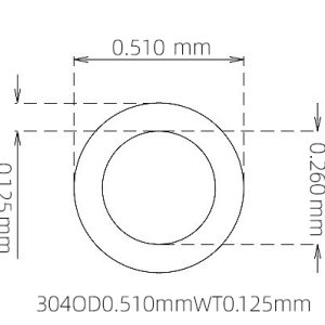 外径 0.510 mm / 内径 0.260 mm · 304 不锈钢毛细管