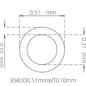 外径 0.51 mm / 内径 0.31 mm · 304 不锈钢毛细管