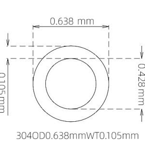 外径 0.638 mm / 内径 0.428 mm · 304 不锈钢毛细管
