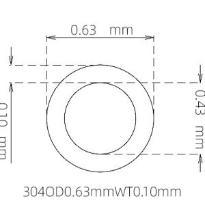 外径 0.63 mm / 内径 0.43 mm · 304 不锈钢毛细管