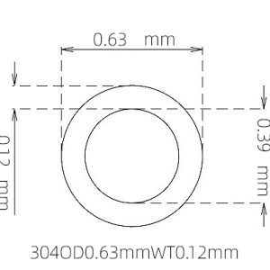 外径 0.63 mm / 内径 0.39 mm · 304 不锈钢毛细管