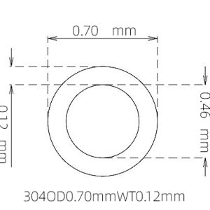 外径 0.70 mm / 内径 0.46 mm · 304 不锈钢毛细管