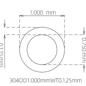 外径 1.000 mm / 内径 0.750 mm · 304 不锈钢毛细管
