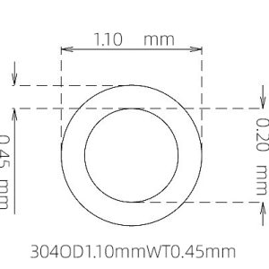 外径 1.10 mm / 内径 0.20 mm · 304 不锈钢毛细管