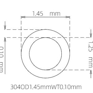 外径 1.45 mm / 内径 1.25 mm · 304 不锈钢毛细管