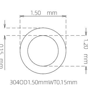 外径 1.50 mm / 内径 1.20 mm · 304 不锈钢毛细管