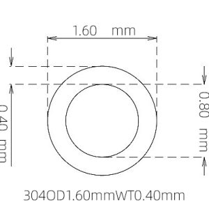 外径 1.60 mm / 内径 0.80 mm · 304 不锈钢毛细管