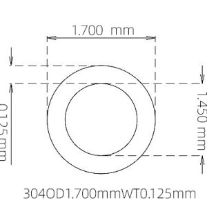 外径 1.700 mm / 内径 1.450 mm · 304 不锈钢毛细管