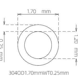 外径 1.70 mm / 内径 1.20 mm · 304 不锈钢毛细管