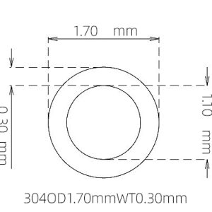 外径 1.70 mm / 内径 1.10 mm · 304 不锈钢毛细管