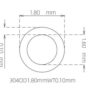 外径 1.80 mm / 内径 1.60 mm · 304 不锈钢毛细管