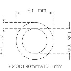 外径 1.80 mm / 内径 1.58 mm · 304 不锈钢毛细管