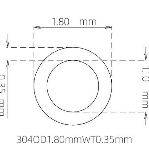 外径 1.80 mm / 内径 1.10 mm · 304 不锈钢毛细管