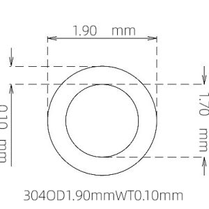 外径 1.90 mm / 内径 1.70 mm · 304 不锈钢毛细管
