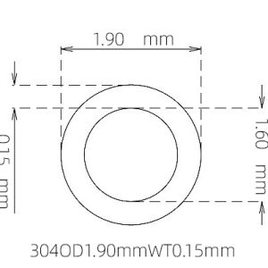 外径 1.90 mm / 内径 1.60 mm · 304 不锈钢毛细管