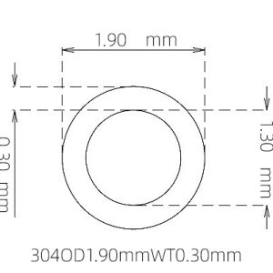 外径 1.90 mm / 内径 1.30 mm · 304 不锈钢毛细管