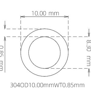 外径 10.00 mm / 内径 8.30 mm · 304 不锈钢毛细管