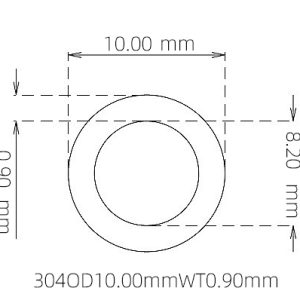 外径 10.00 mm / 内径 8.20 mm · 304 不锈钢毛细管