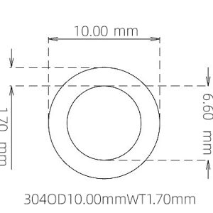 外径 10.00 mm / 内径 6.60 mm · 304 不锈钢毛细管