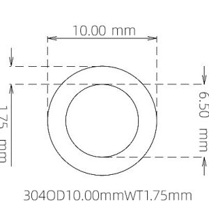 外径 10.00 mm / 内径 6.50 mm · 304 不锈钢毛细管
