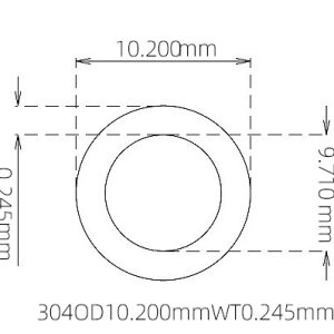 外径 10.200 mm / 内径 9.710 mm · 304 不锈钢毛细管