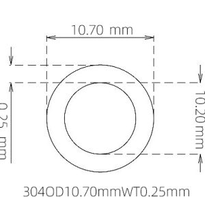 外径 10.70 mm / 内径 10.20 mm · 304 不锈钢毛细管