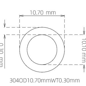 外径 10.70 mm / 内径 10.10 mm · 304 不锈钢毛细管