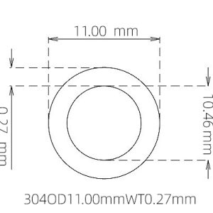 外径 11.00 mm / 内径 10.46 mm · 304 不锈钢毛细管