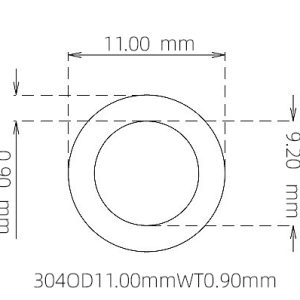 外径 11.00 mm / 内径 9.20 mm · 304 不锈钢毛细管