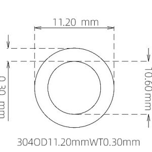 外径 11.20 mm / 内径 10.60 mm · 304 不锈钢毛细管