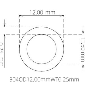 外径 12.00 mm / 内径 11.50 mm · 304 不锈钢毛细管