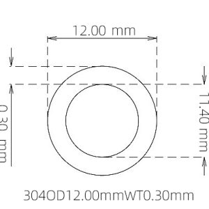外径 12.00 mm / 内径 11.40 mm · 304 不锈钢毛细管