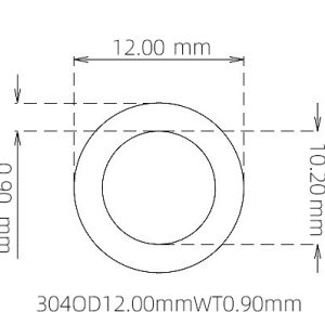 外径 12.00 mm / 内径 10.20 mm · 304 不锈钢毛细管
