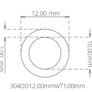 外径 12.00 mm / 内径 10.00 mm · 304 不锈钢毛细管