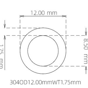 外径 12.00 mm / 内径 8.50 mm · 304 不锈钢毛细管