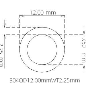 外径 12.00 mm / 内径 7.50 mm · 304 不锈钢毛细管