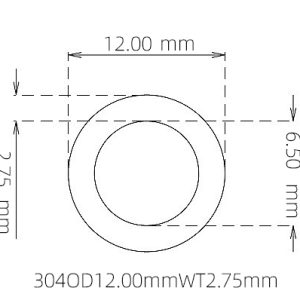 外径 12.00 mm / 内径 6.50 mm · 304 不锈钢毛细管