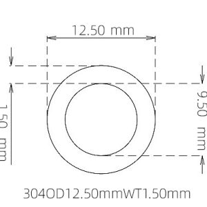 外径 12.50 mm / 内径 9.50 mm · 304 不锈钢毛细管
