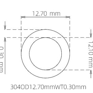 外径 12.70 mm / 内径 12.10 mm · 304 不锈钢毛细管