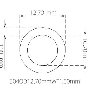 外径 12.70 mm / 内径 10.70 mm · 304 不锈钢毛细管
