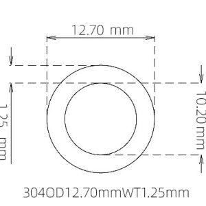 外径 12.70 mm / 内径 10.20 mm · 304 不锈钢毛细管