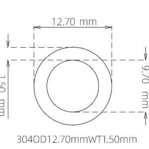 外径 12.70 mm / 内径 9.70 mm · 304 不锈钢毛细管