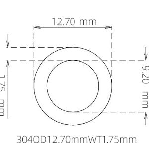 外径 12.70 mm / 内径 9.20 mm · 304 不锈钢毛细管