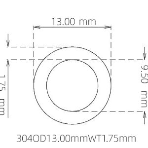 外径 13.00 mm / 内径 9.50 mm · 304 不锈钢毛细管