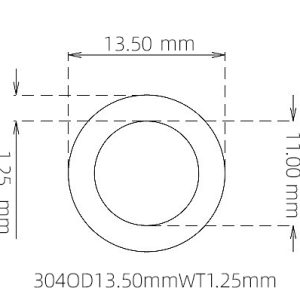 外径 13.50 mm / 内径 11.00 mm · 304 不锈钢毛细管