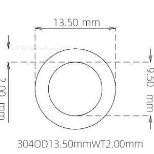 外径 13.50 mm / 内径 9.50 mm · 304 不锈钢毛细管