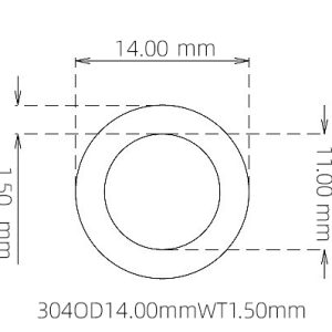 外径 14.00 mm / 内径 11.00 mm · 304 不锈钢毛细管