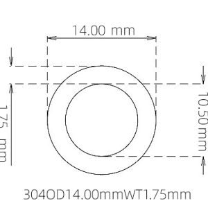 外径 14.00 mm / 内径 10.50 mm · 304 不锈钢毛细管